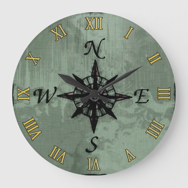 Relógio Grande Rosa de compasso velho do vintage (Frente)