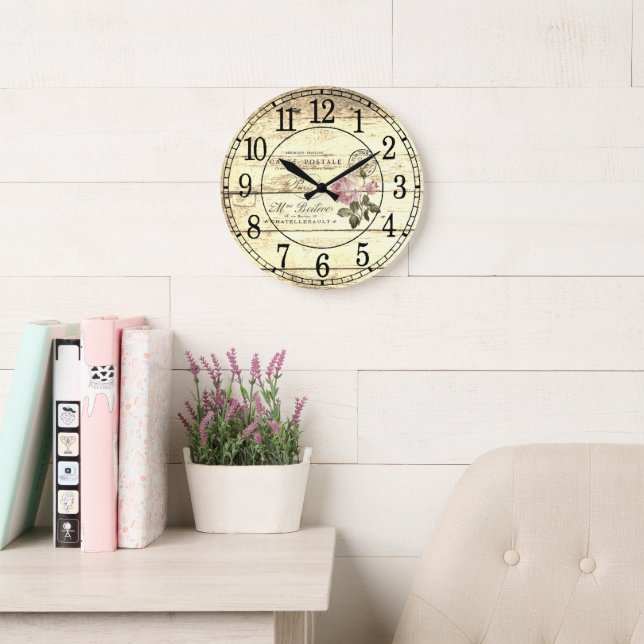 Relógio Grande Rosa de Vintage (Sala de leitura)