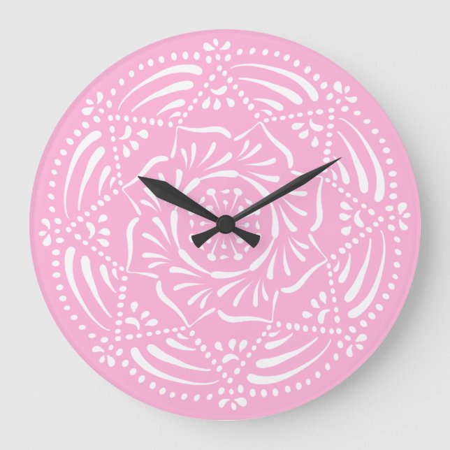 Relógio Grande Rosa Mandala (Frente)