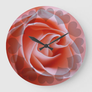 Relógio Grande Rosa Rosa Rosa Rosa Com Corações