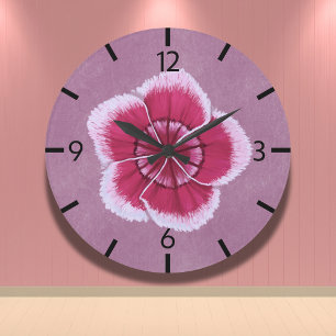 Relógio Grande Rosa-Rosa-Rosa-Rosa-Rosa-Dianthus-Drawn