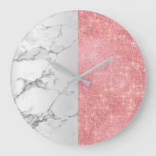 Relógio Grande Rosa Rosa Rosa Rosa Rosa Rosa Blush Marble Sequenc