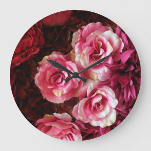 Relógio Grande Rosa, rosas vermelhas: fundo do tecido.