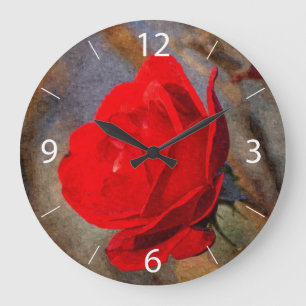 Relógio Grande Rosa vermelha