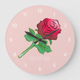 Relógio Grande Rosa Vermelha Graciosa e Bonita