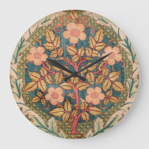 Relógio Grande Rosa Wreath Embroiderme Design por William Morris