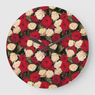 Relógio Grande Rosas, azulejo de fundo elegante e sem costura