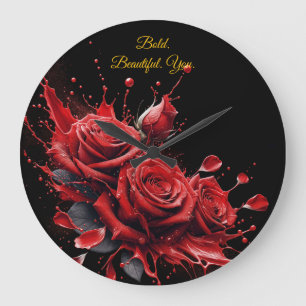 Relógio Grande Rosas em Bloom - Aniversário Elegante