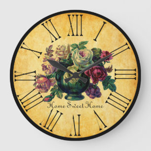Relógio Grande Rosas Francesas Vintage com Visual Antigo