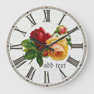 Relógio Grande Rosas pintados por vinheta personalizados