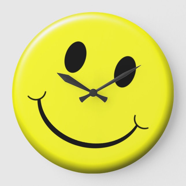 Relógio Grande Rosto Amarelo Sorridente de Emoji-ish Face Feliz (Frente)