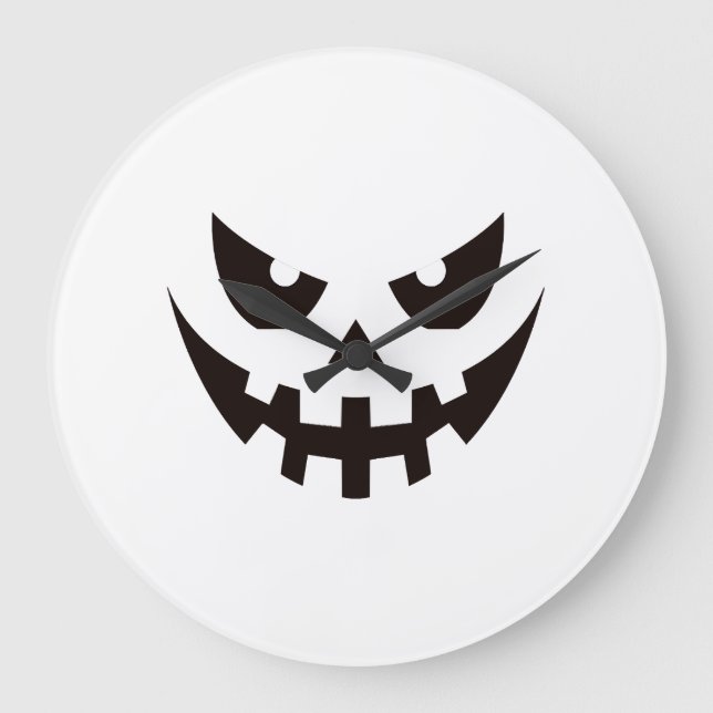 Relógio Grande Rosto de Abóbora de Halloween (Frente)