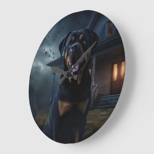 Relógio Grande Rottweiler de Halloween Assustador