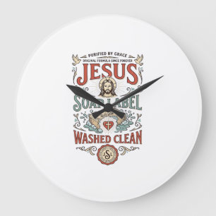 Relógio Grande Rótulo de Sabão Jesus Lavado Limpo Sabão Jesus Lav