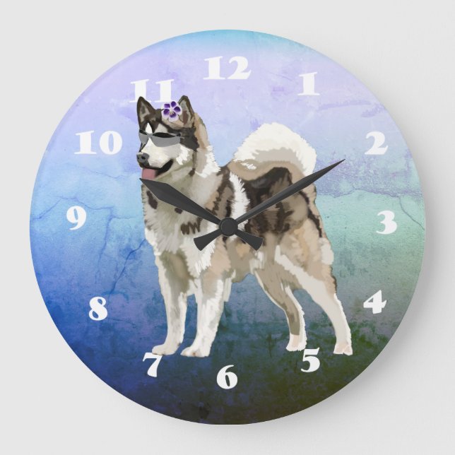 Relógio Grande Rouco Cachorro, Rouco Art Wall Clock (Frente)