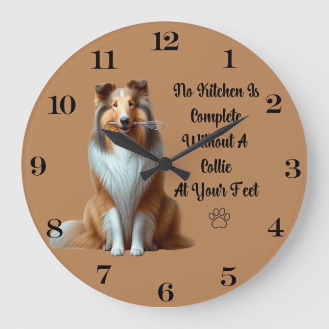 Relógio Grande Rough Collie Clock (Frente)