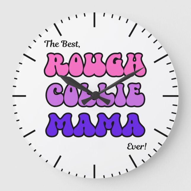 Relógio Grande Rough Collie Mama Clock (Frente)