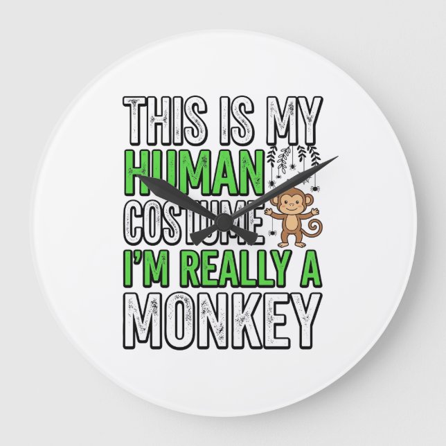 Relógio Grande Roupa de Humano de Macaco Engraçado Design de Cami (Frente)