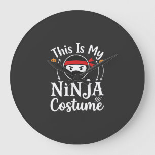 Relógio Grande Roupa de Ninja Engraçada Design de Halloween_1
