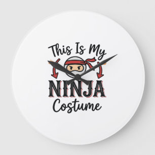 Relógio Grande Roupa de Ninja Engraçada Design de Vetor de Hallow