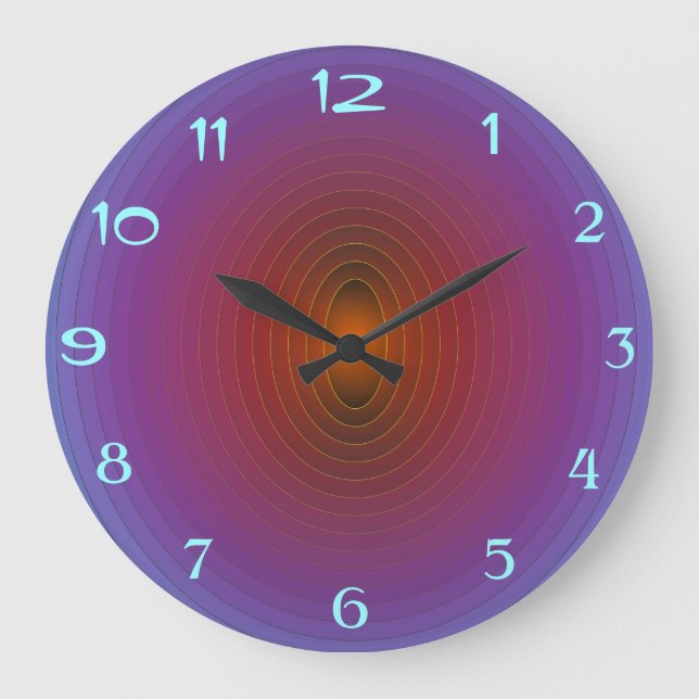Relógio Grande Roxo Brilhante/Aqua> WallClock Padrão Fractual (Frente)