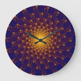 Relógio Grande Roxo Moderno / Fractal Sol Azul