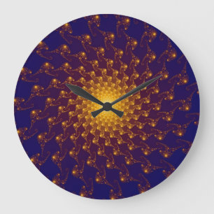 Relógio Grande Roxo Moderno / Fractal Sol Azul