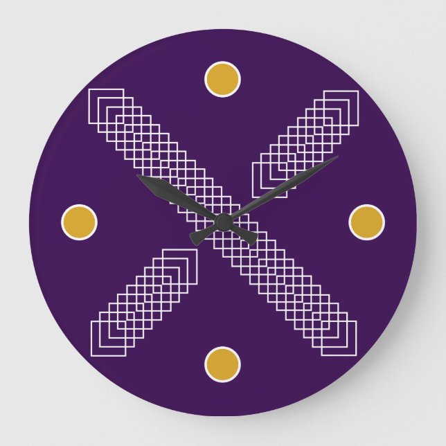 Relógio Grande Roxo Real e Geométrico Art Deco (Frente)