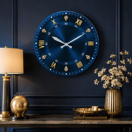Relógio Grande Royal Blue Luxury Crystal Accents