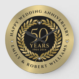 Relógio Grande Rua Dourada de louros do 50º aniversário de casame