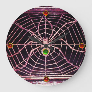 Relógio Grande Rubi vermelho da ARANHA E da WEB, preto esmeralda