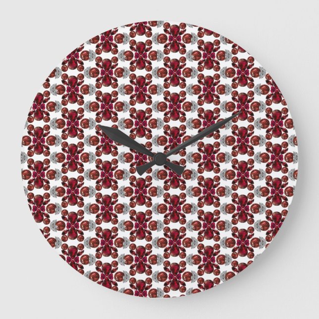 Relógio Grande Ruby & Diamond Gemstone Art Red (Frente)