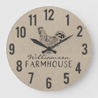 Rushouse Farmhouse Rooster Burlap, Nome Grande