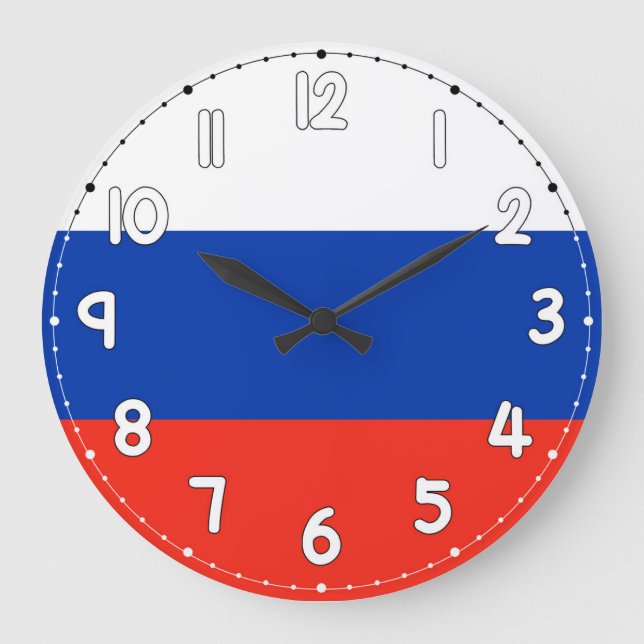 Relógio Grande Russia Flag Wall Clock – Russia Decor (Frente)