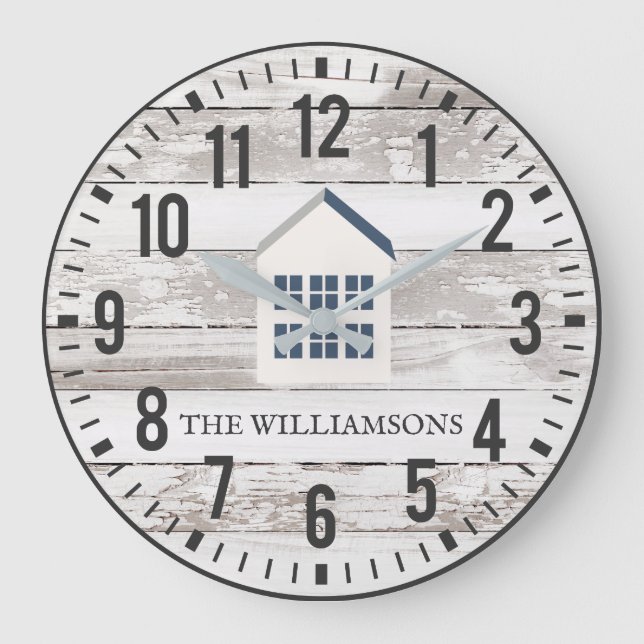 Relógio Grande Russo Chippy Planks Nome Personalizado Família Far (Frente)