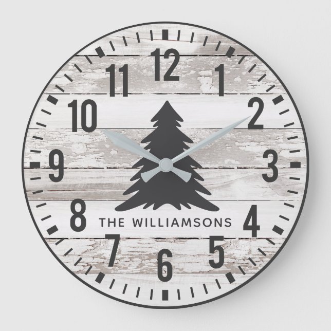 Relógio Grande Russo Chippy Planks Nome Personalizado Família Nat (Frente)