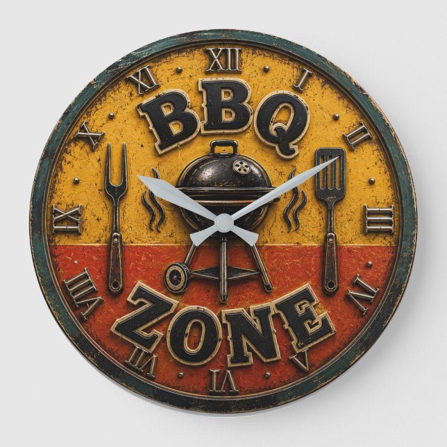 Relógio Grande Rustic Barbecue Outdoor Kitchen & Man Cave Gift (Frente)