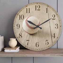 Relógio Grande Rustic Baseball Vintage Farmhouse Sports Decor