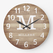 Rustic Brown Wood Family Name Monograma Farmhouse