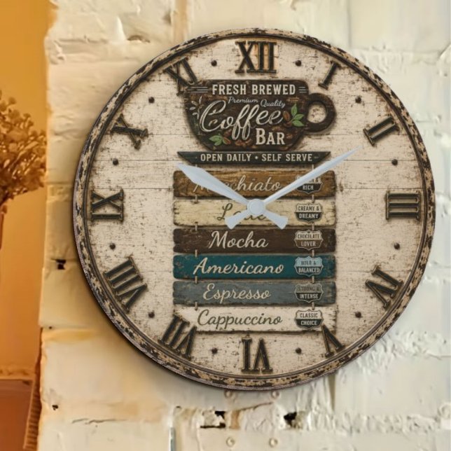 Relógio Grande Rustic Coffee Bar Kitchen Farmhouse  Decor  (Criador carregado)