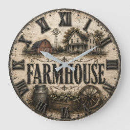 Relógio Grande Rustic Farmhouse Country Barn Vintage Farmhouse