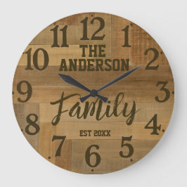 Relógio Grande Rustic farmhouse personalized family name wood