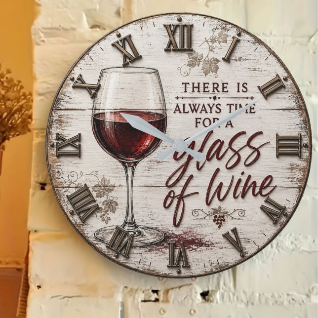 Relógio Grande Rustic Farmhouse Wine Lover Gift (Criador carregado)