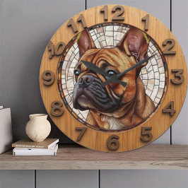 Relógio Grande Rustic French Bulldog