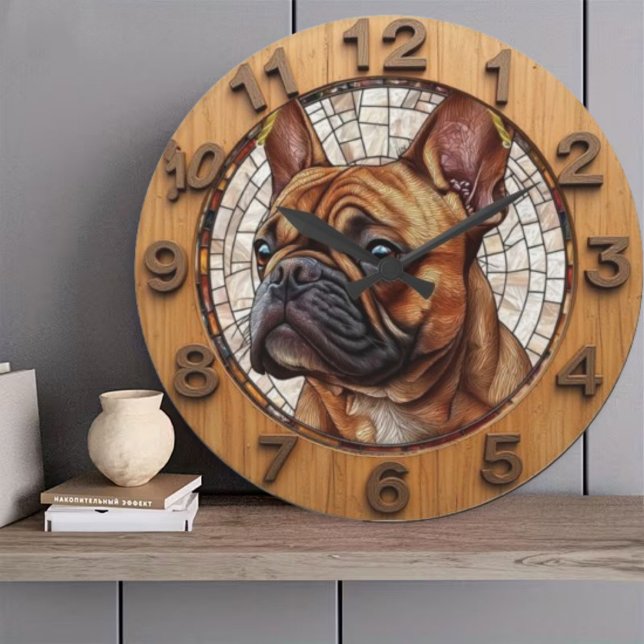 Relógio Grande Rustic French Bulldog (Criador carregado)