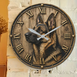 Relógio Grande Rustic German Shepherd Portrait Farmhouse