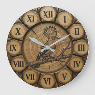 Relógio Grande Rustic Hoopoe Bird Wall Clock 
