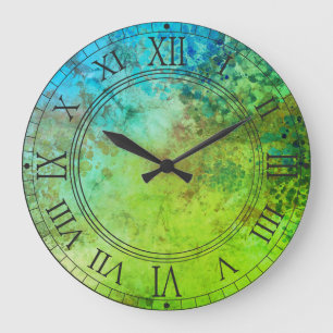 Relógio Grande Rustic Industrial Inspirated Art Green Blue Wall
