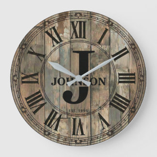 Relógio Grande Rustic Johnson Family Clock | Farmhouse Decor 