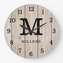 Rustic Light Brown Wood Family Name Monogramed